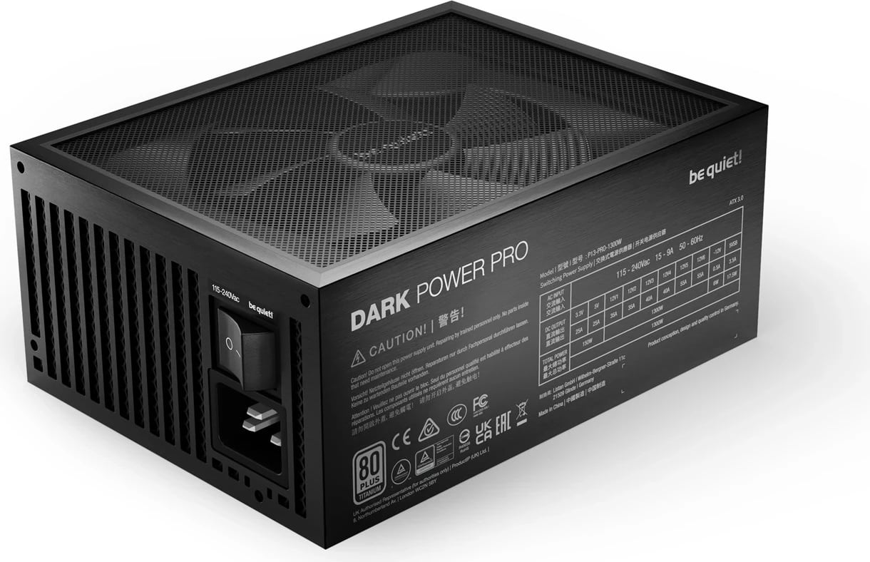 Furnizues i Fuqisë be quiet! Dark Power Pro 13, 1300W, 20+4 pin ATX, i Zi