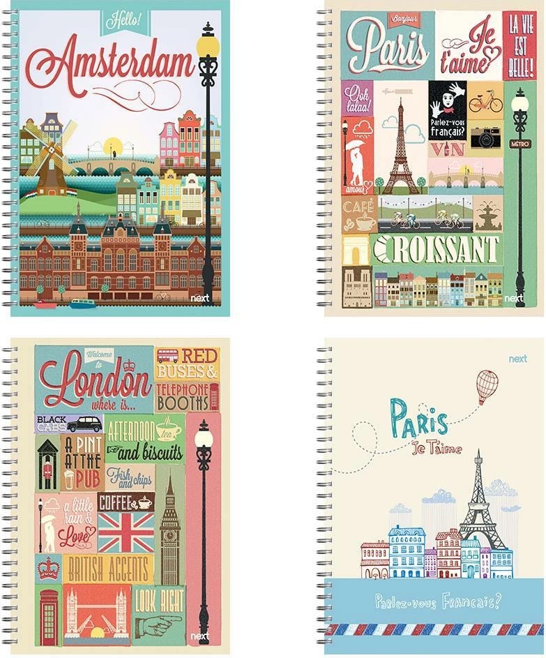 Bllok shënimesh spiral Next 17x25cm, 4 tema