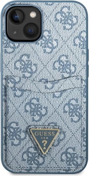 Mbështjellës Guess GUHCP13SP4TPB për iPhone 13 mini 5.4", kaltër, me xhep kartelash
