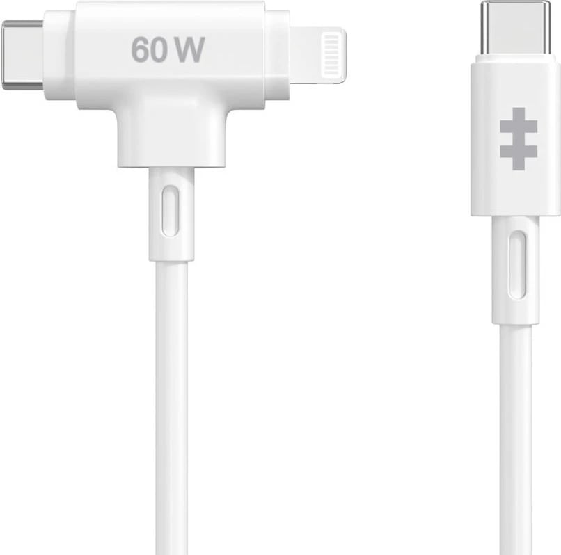 Kabllo Targus HyperJuice USB-C në USB-C/Lightning, 1.5m, 60W, bardhë