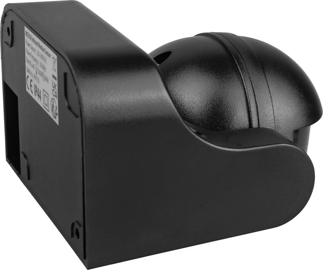 Sensor lëvizjeje PIR Maclean MCE358, IP44, rreze 12 m, ngarkesë max 300/1200 W, i zi