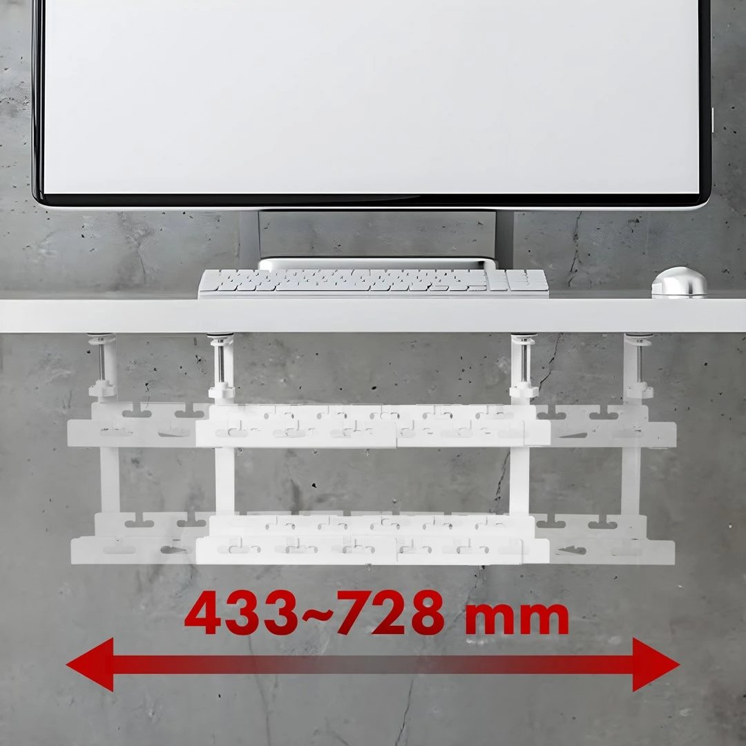 Organizues kabllosh nën tavolinë Maclean MC-102 W, 2 nivele, çelik, i bardhë