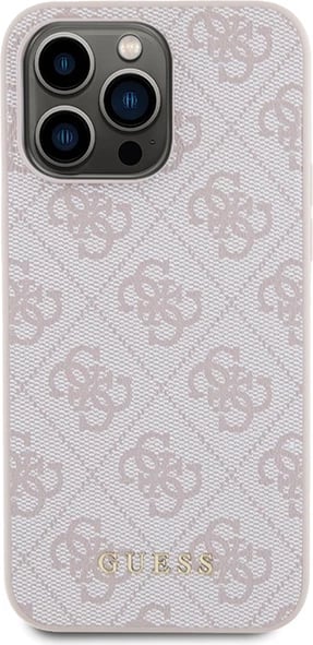 Mbështjellës Guess 4G Metal Gold Logo për iPhone 15 Pro Max, Rozë
