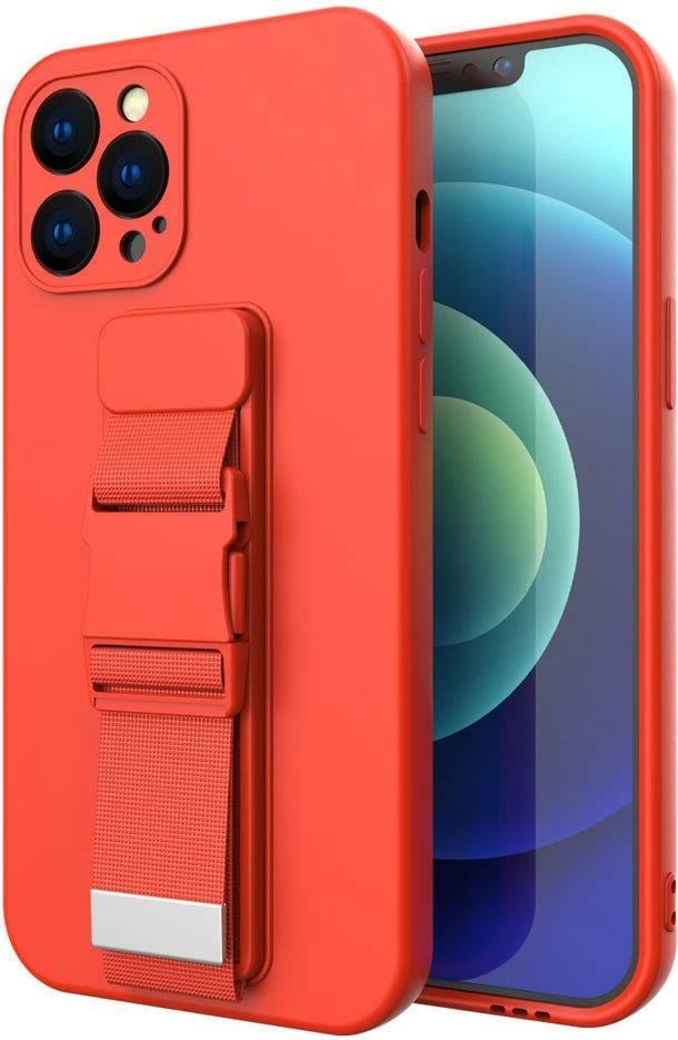 Mbështjellës Hurtel Rope Case për Xiaomi Redmi Note 11 Pro, silikon, me rrip, Kuq