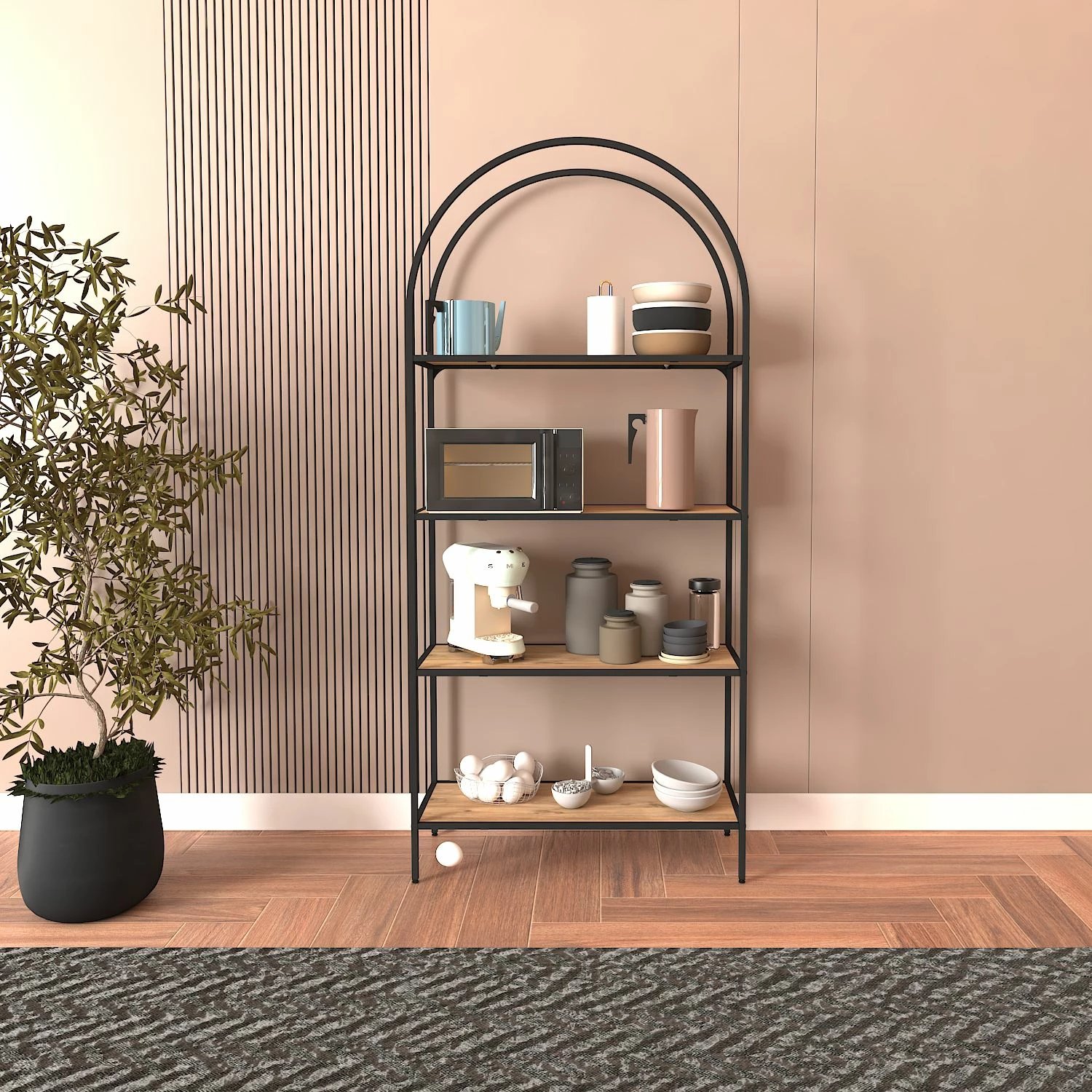 Raft librash Hanah Home, Mona 80, ngjyrë e zezë, Atlantic Pine