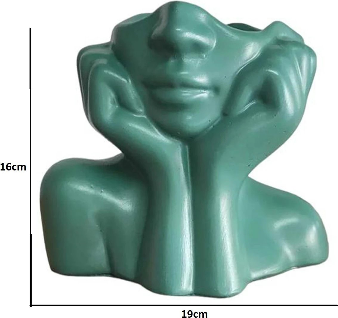 Vazo dekorative Evila Originals, stil skandinav, ngjyrë jeshile deti, 19x11x16cm