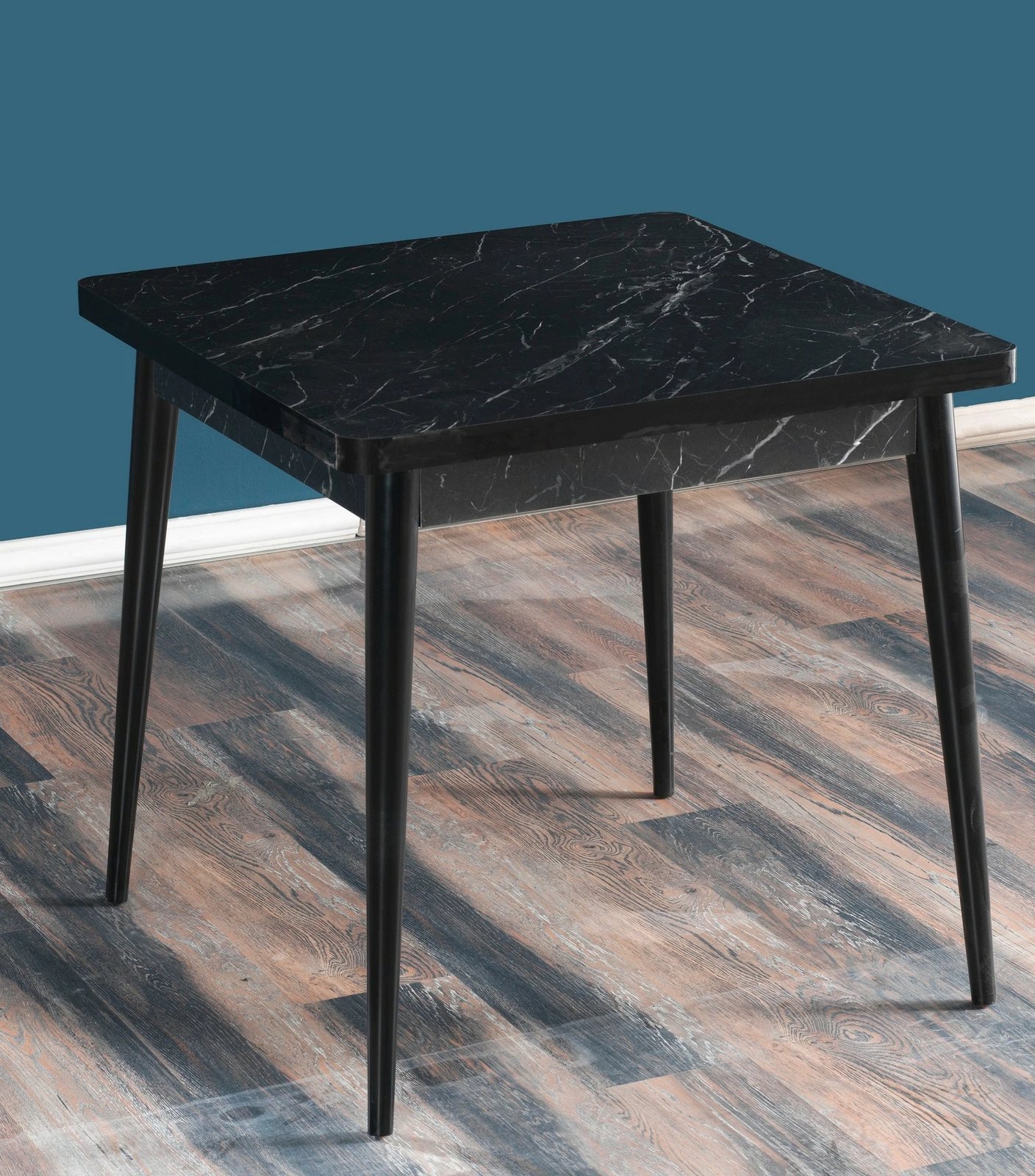 Tavolinë ngrënieje Hanah Home, Flora Bendir, e zezë, e bardhë