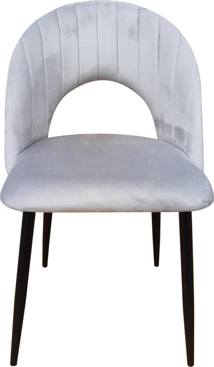 Karrige Lovingo, kadife gri, këmbë metalike të zeza, set 2 copë, 50x47x85.5cm