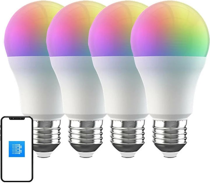 Set llamba LED të mençura Broadlink LB4E27, 9W, RGB, 4 copë