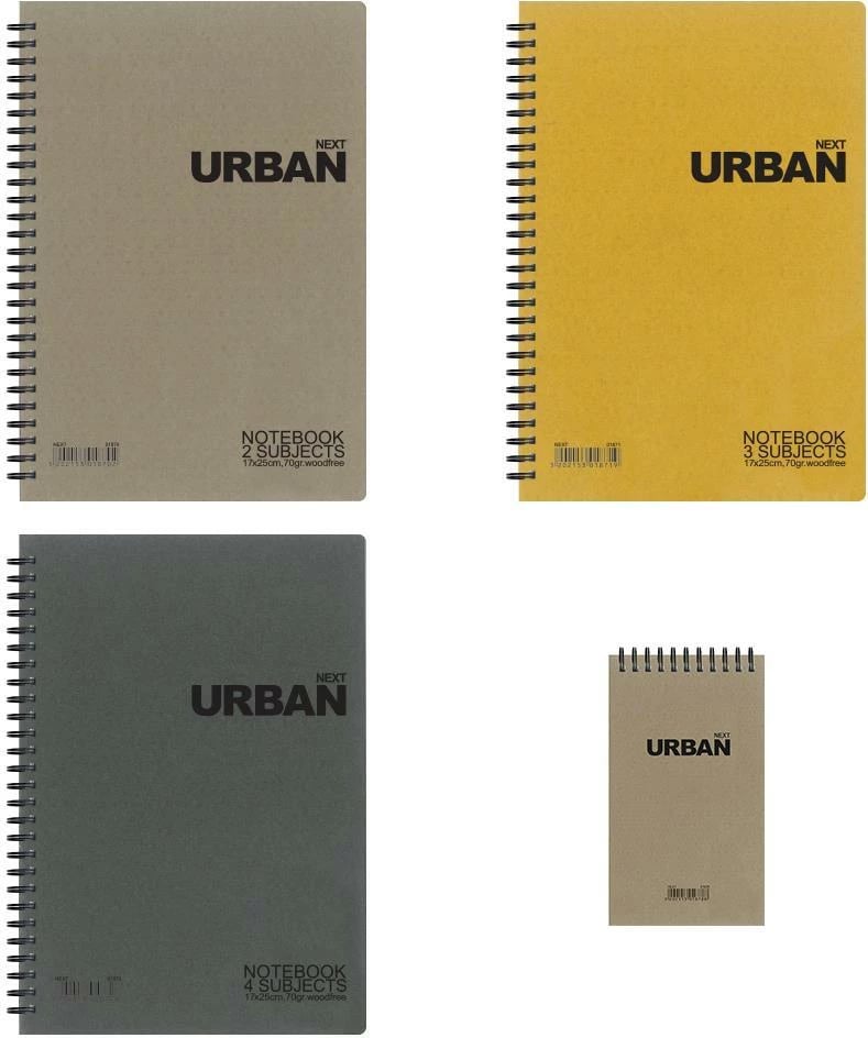 Fletore spirale NEXT Urban 21x29cm, 5 lëndë, 3 ngjyra