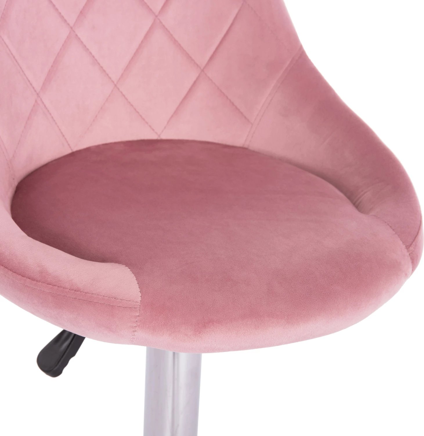 Karrige për bar ROSE, kadife rozë e zbehtë, bazë e kromuar, set prej 2 copë, 48x45x105cm