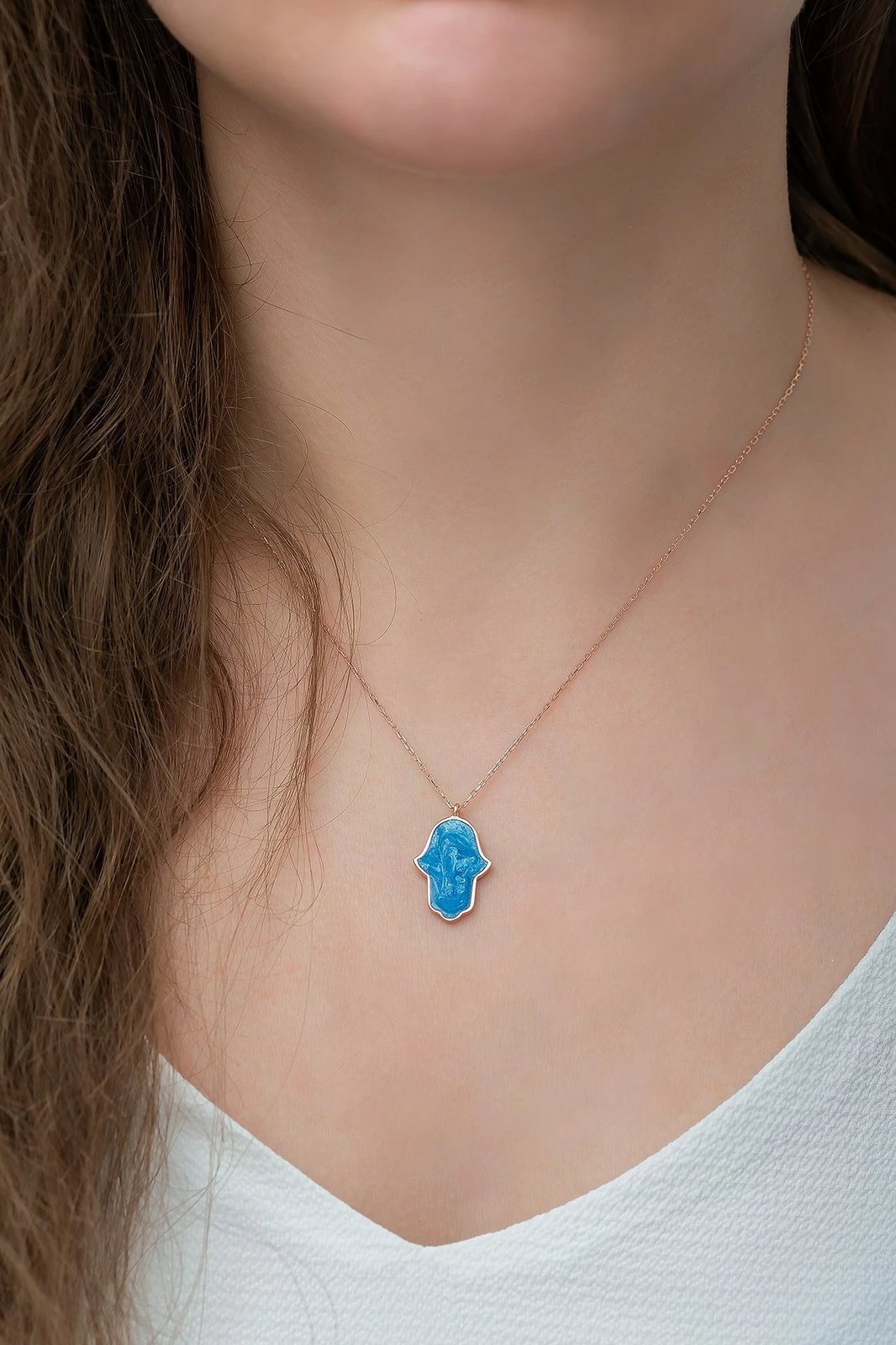 Varëse argjendi, veshje ari rozë, gur emali blu, Jumeon, TRDYL782