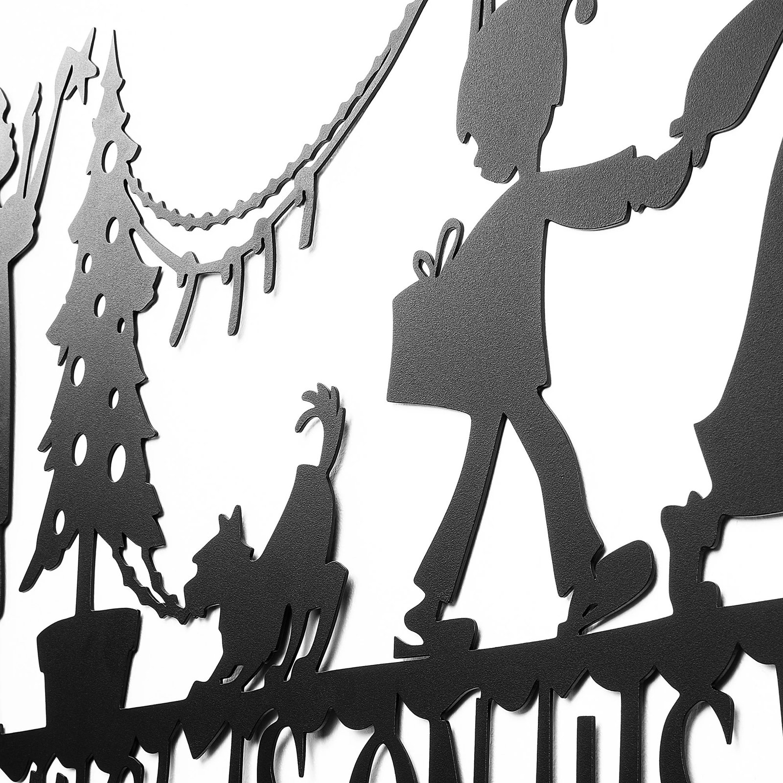 Aksesor dekorativ metalik për mur, ngjyrë e zezë, XMASBLACK - 011