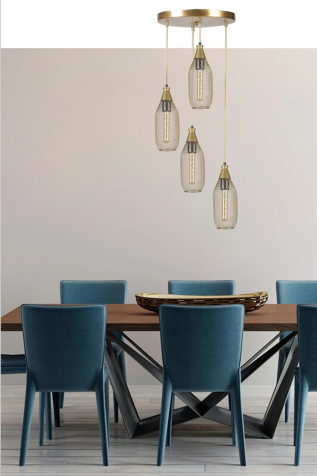 Llambë tavani Opviq Rio 4-sh, metalike, ngjyrë ari, e rregullueshme