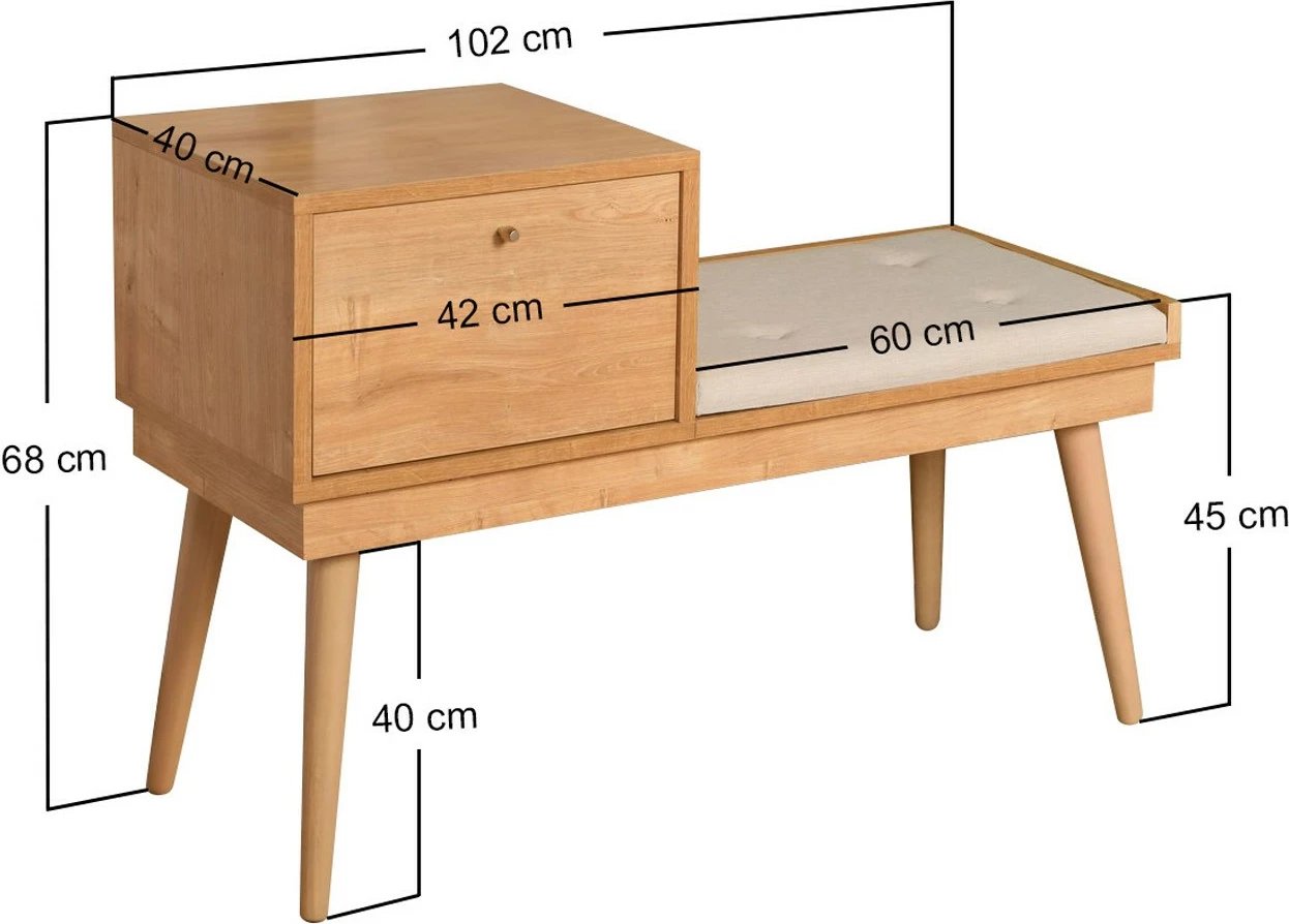 Bankë druri ahu, ngjyrë lisi dhe krem, Urban