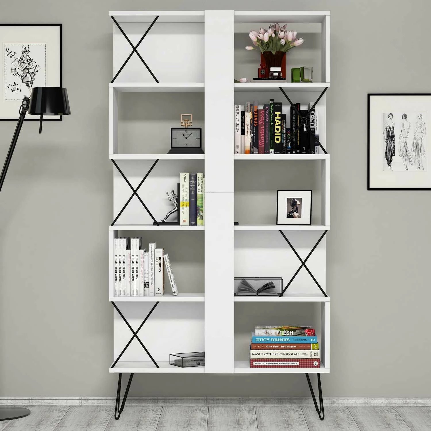 Raft librash Hanah Home, ekstra, i bardhë