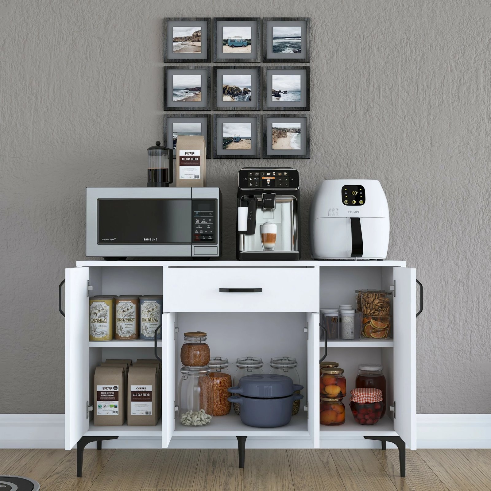 Dollap shumëpërdorimësh, ngjyrë e bardhë, Skye Decor, JE136 - 3144