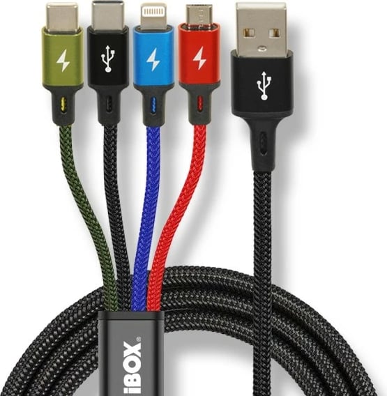 Kabllo USB 4-në-1 iBOX IKUM4W1CLR, 1.2m, e zezë