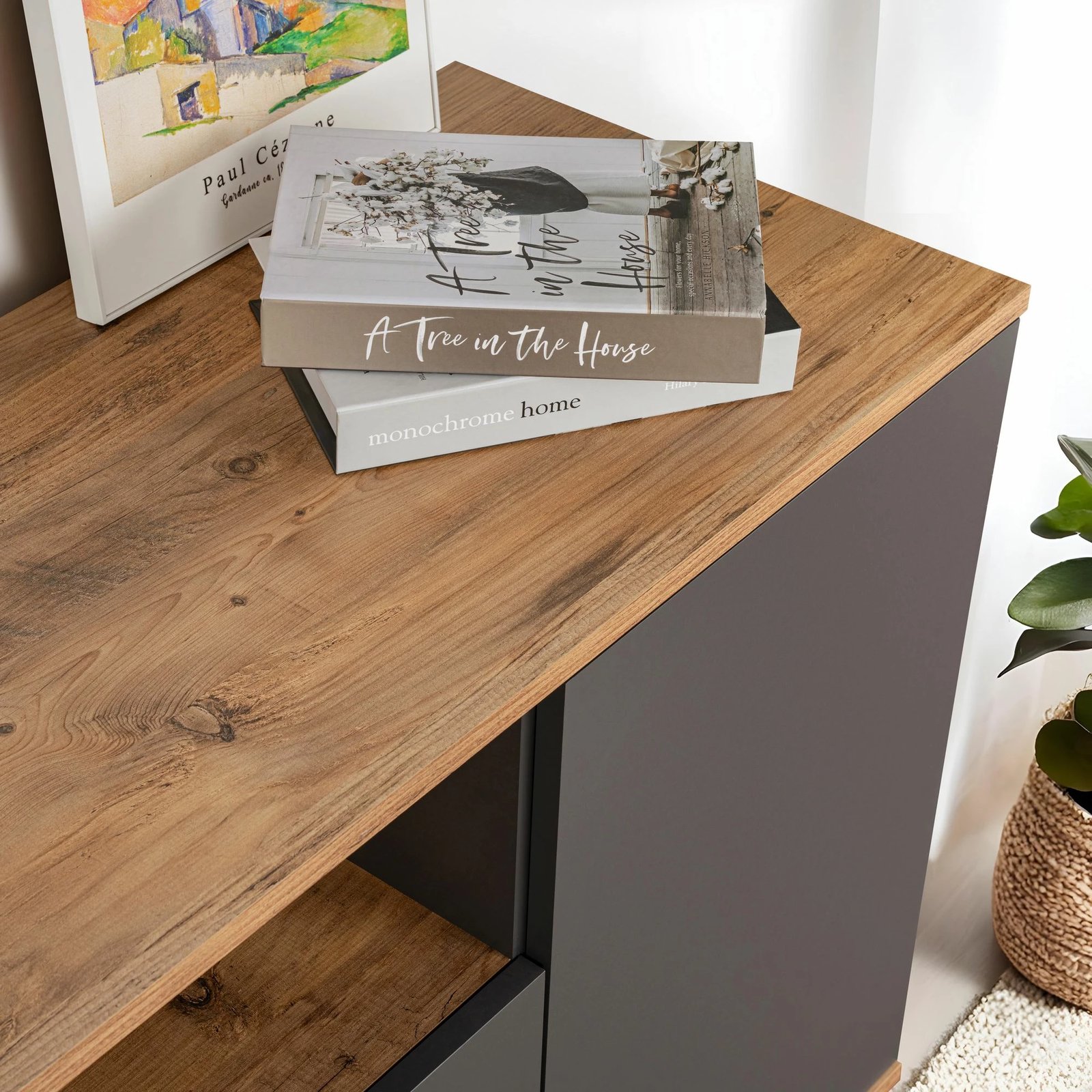 Konsol Skye Decor, ngjyrë antracit dhe Atlantic Pine