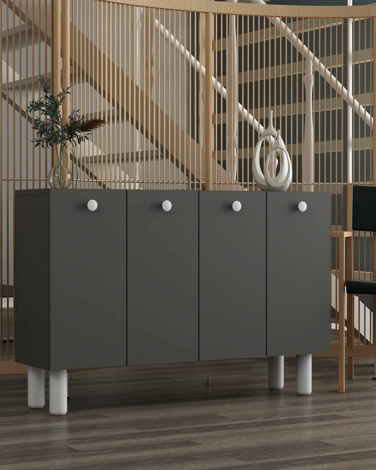 Konsol Skye Decor, Ilay Bohem, antracit-bardhë