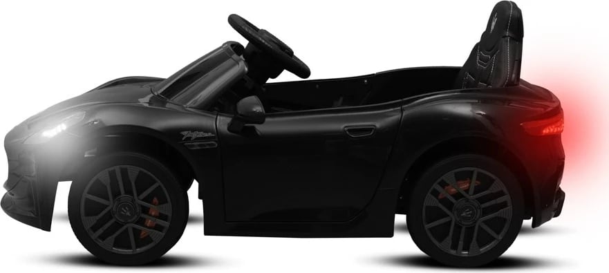 Makina lodër elektrike, BABY MIX, Maserati GranTurismo, 12V 4.5Ah, 2×45W, telekomandë 2.4G, Bluetooth, rrota EVA, sedilje eco-lëkurë, e zezë