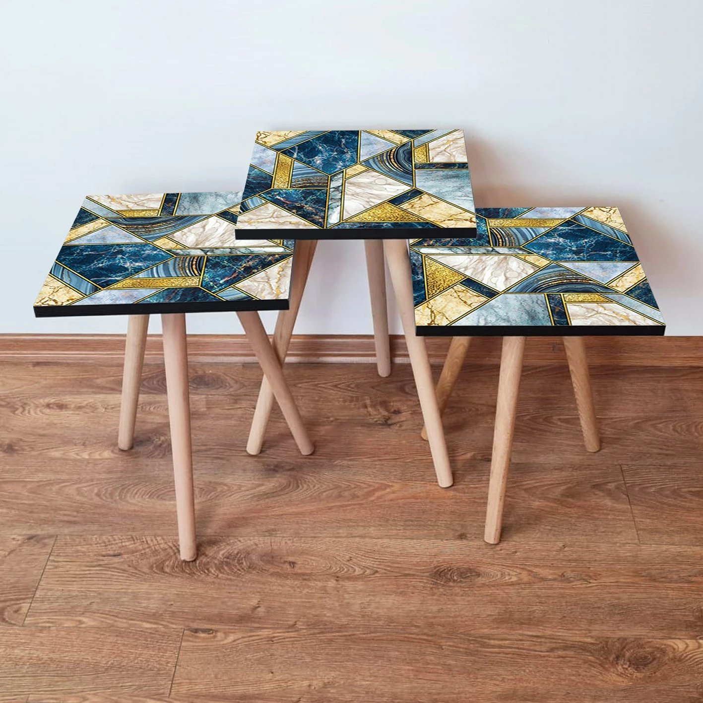 Set tavolina të vendosshme, 3 copë, Skye Decor, 3Shp84, ngjyrë kaltër e errët