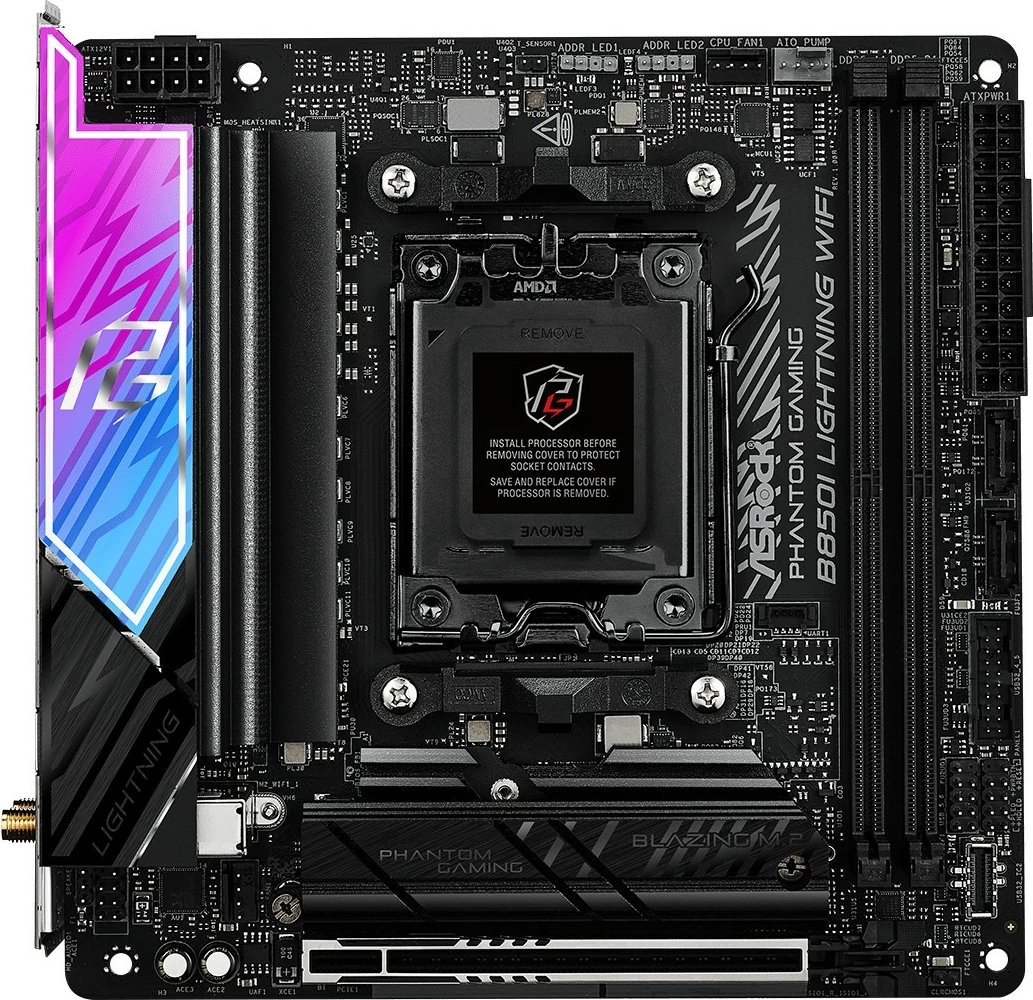 Pllakë amë ASRock Phantom Gaming B850I Lightning WiFi, Socket AM5, DDR5, Wi-Fi 6E, PCIe 5.0