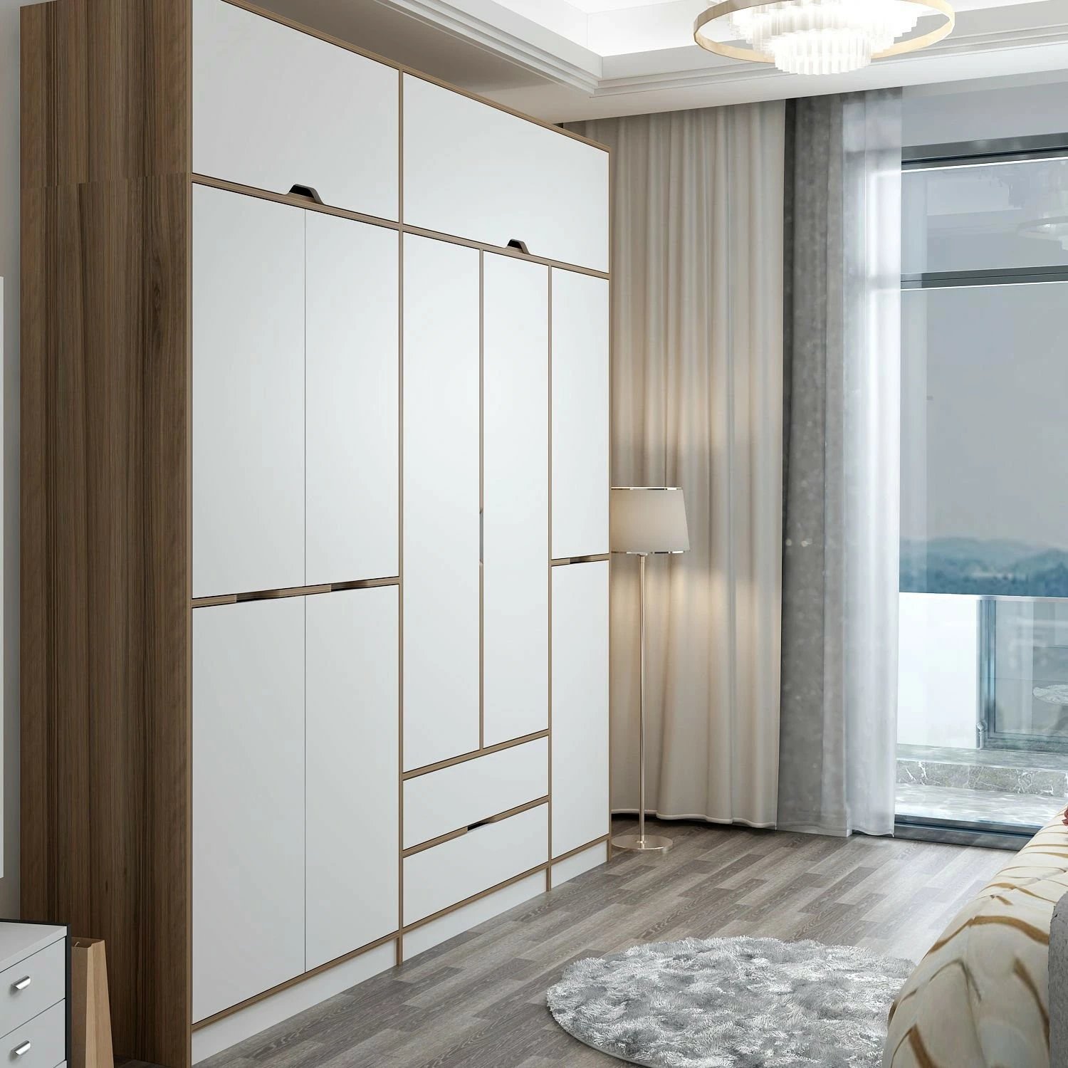 Dollap për rroba, ngjyrë e bardhë dhe dore, Skye Decor Elina - 8913