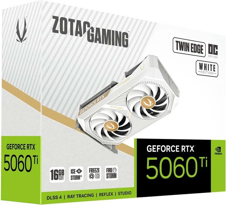 Kartelë grafike Zotac RTX 5060 TI Twin Edge OC 16GB e bardhë