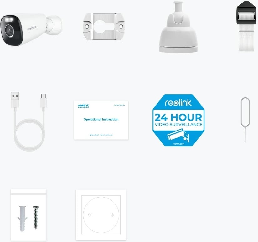 Kamerë Reolink Argus Series B360, 4K, Wi-Fi, Bateri, e Bardhë