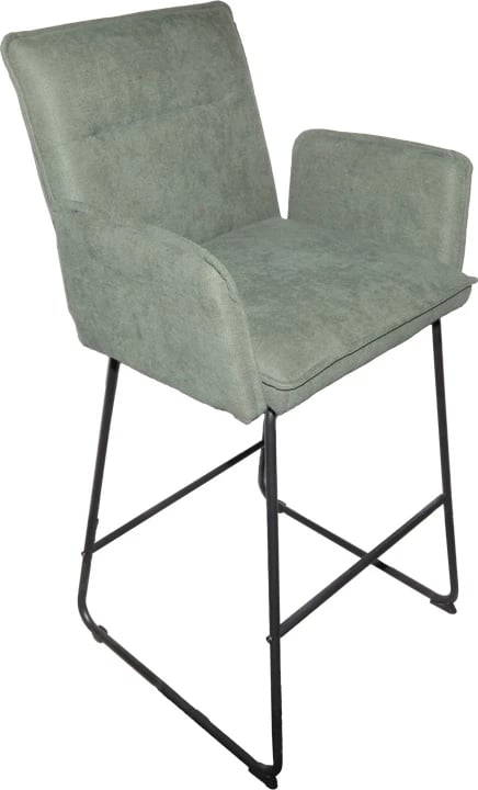 Karrige për bar Essential, material stof chaki, këmbë metalike të zeza, set prej 4 copash, 57x64.5x107cm