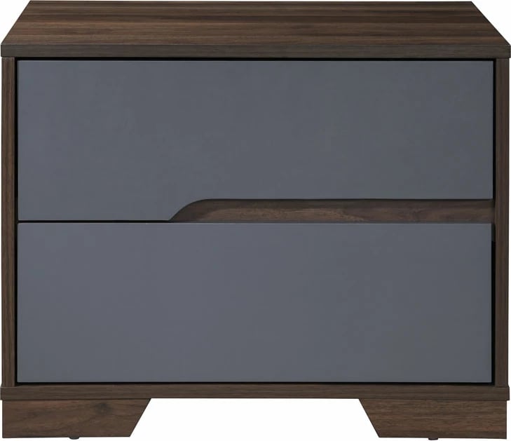 Komodinë GROOVES, 2 sirtarë, ngjyrë arre-gri, 60x45x47cm