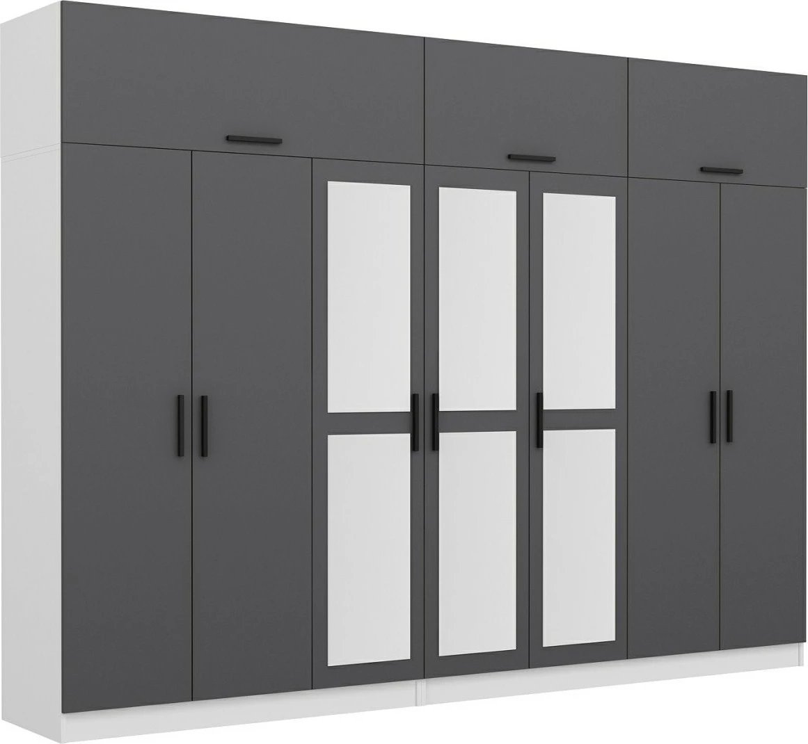 Dollap Skye Decor, anthracit-bardhë, 315x255x52cm