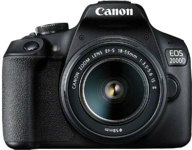 Aparat fotografik DSLR, Canon EOS 2000D 24.1MP, video Full HD, Wi‑Fi NFC, kit 18-55mm, e zezë