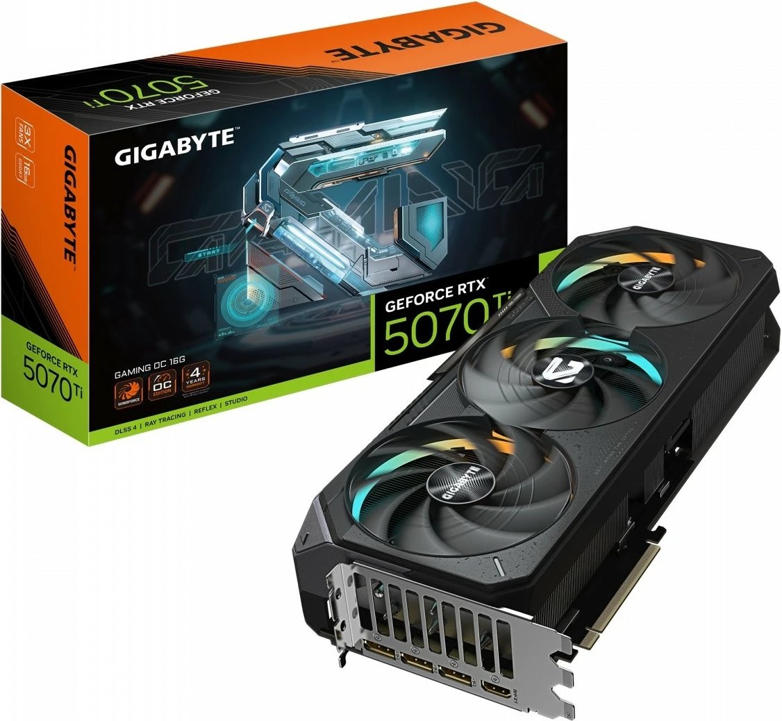 Kartelë grafike Gigabyte GeForce RTX 5070 Ti GAMING OC 16GB, PCI-E 5.0, 3 ventilatorë, e zezë