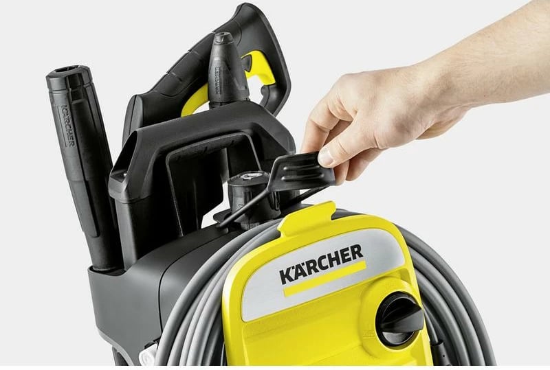 Pastrues me presion të lartë, Kärcher K 7 Compact Home (1.447-053.0), motor me ftohje me ujë, zorrë 10 m, Quick Connect, T 7 + pastrues gur/fasadë 1 L, verdhë/zi