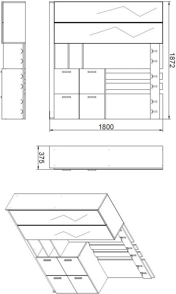 Stendë korridori Hanah Home, Dd9-Aw, ngjyrë pishë Atlantike dhe e bardhë, 187.2x180x37.5cm