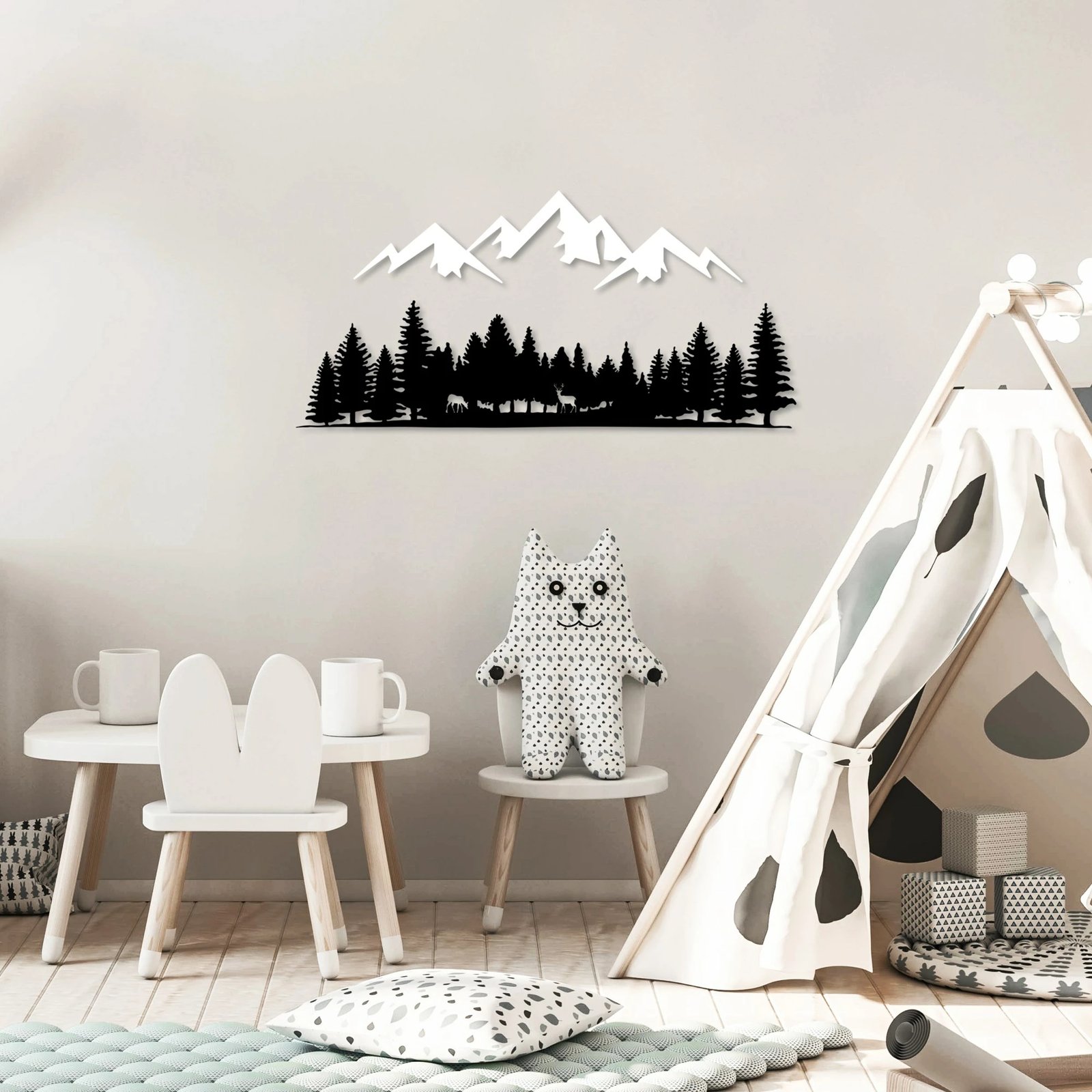 Aksesor dekorativ metalik për mur, Wallity, natyrë dhe male - 6