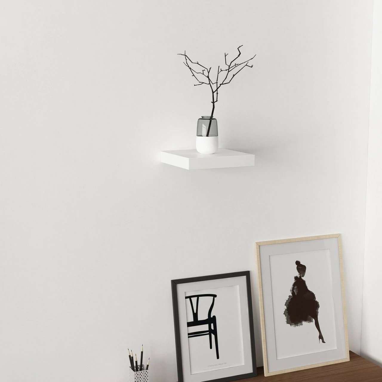 Raft muri Skye Decor, i bardhë, 23 cm