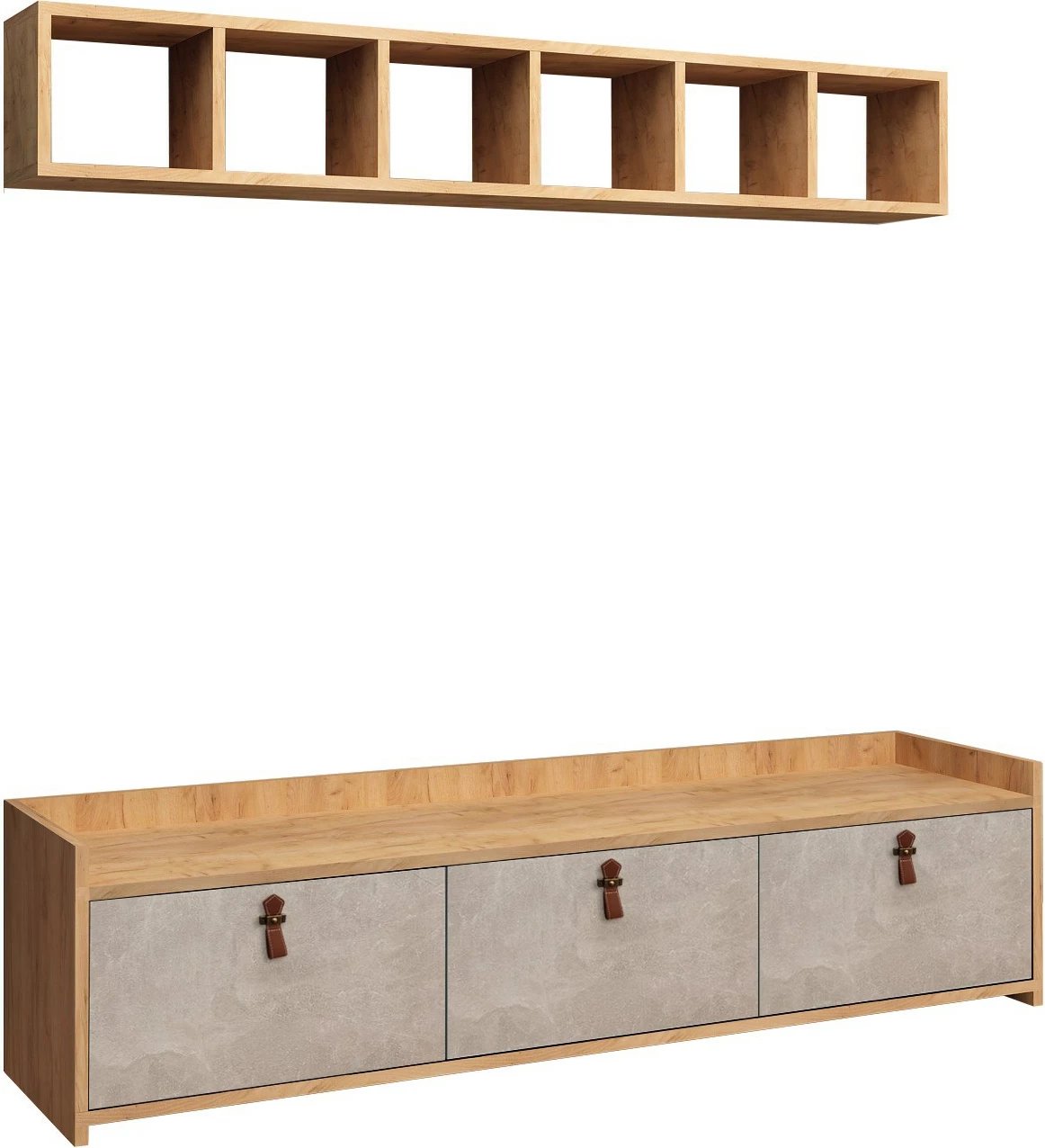 Komodë TV Hanah Home, Sleppa, ngjyrë lis dhe e bardhë