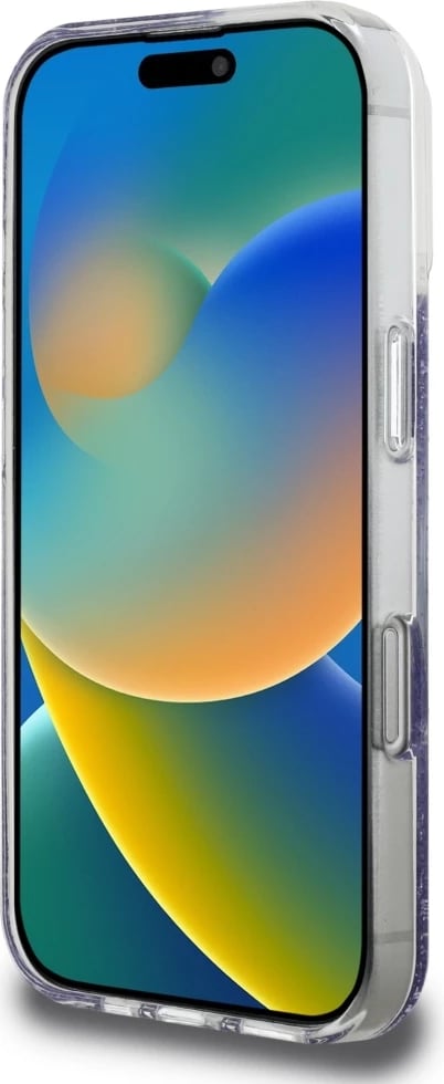 Mbështjellës Guess HC Resin Bottom Glitter MagSafe për iPhone 16 Pro, vjollcë