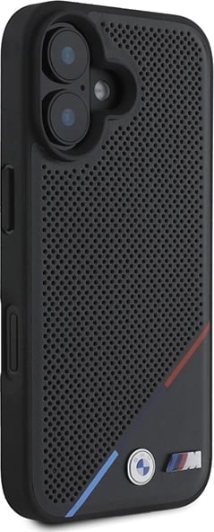 Mbështjellës BMW M Perforated Tricolor Line MagSafe për iPhone 16, Zi