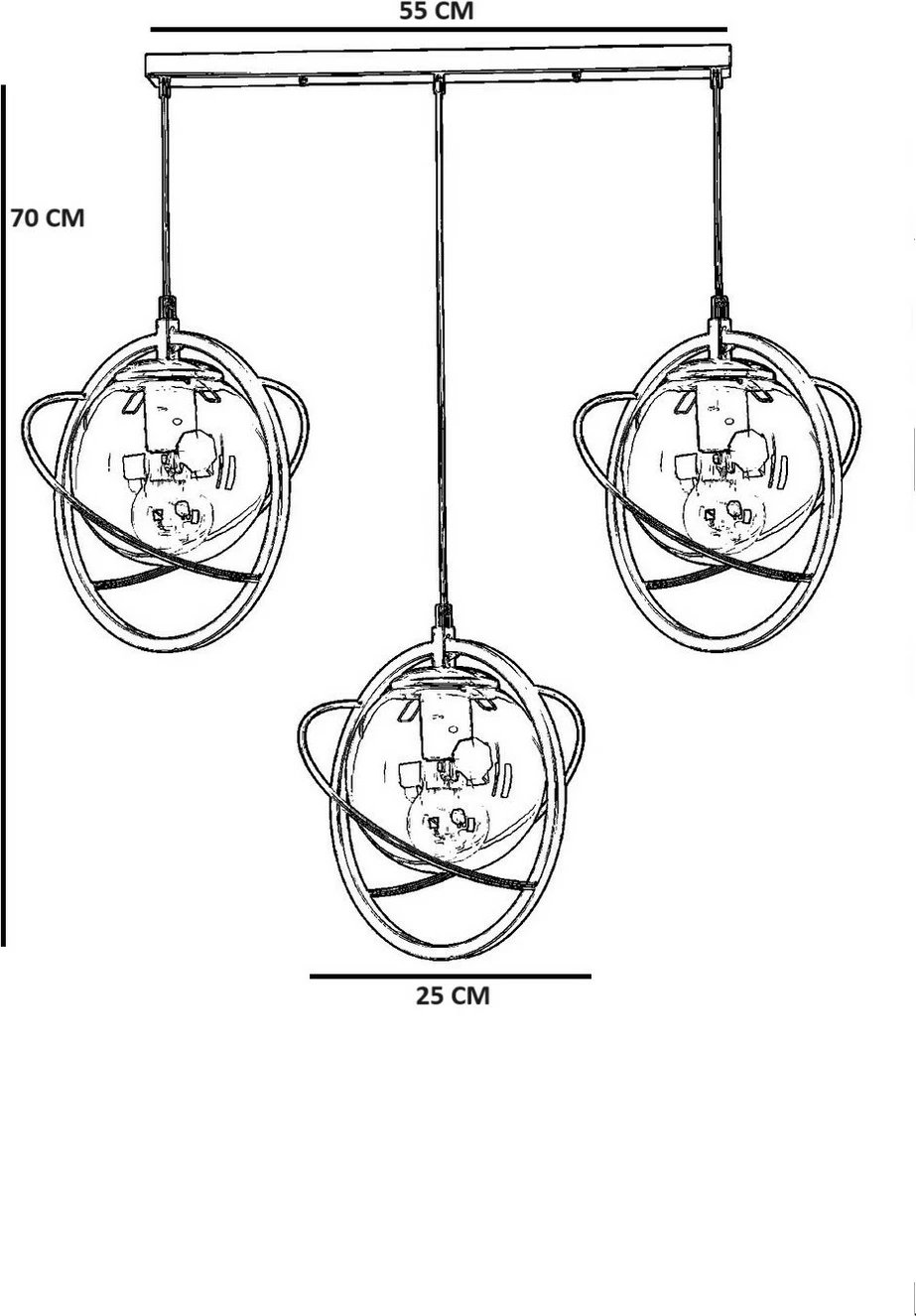 Llambë tavani Opviq, 8774-6, metal, ngjyrë e zezë dhe fume
