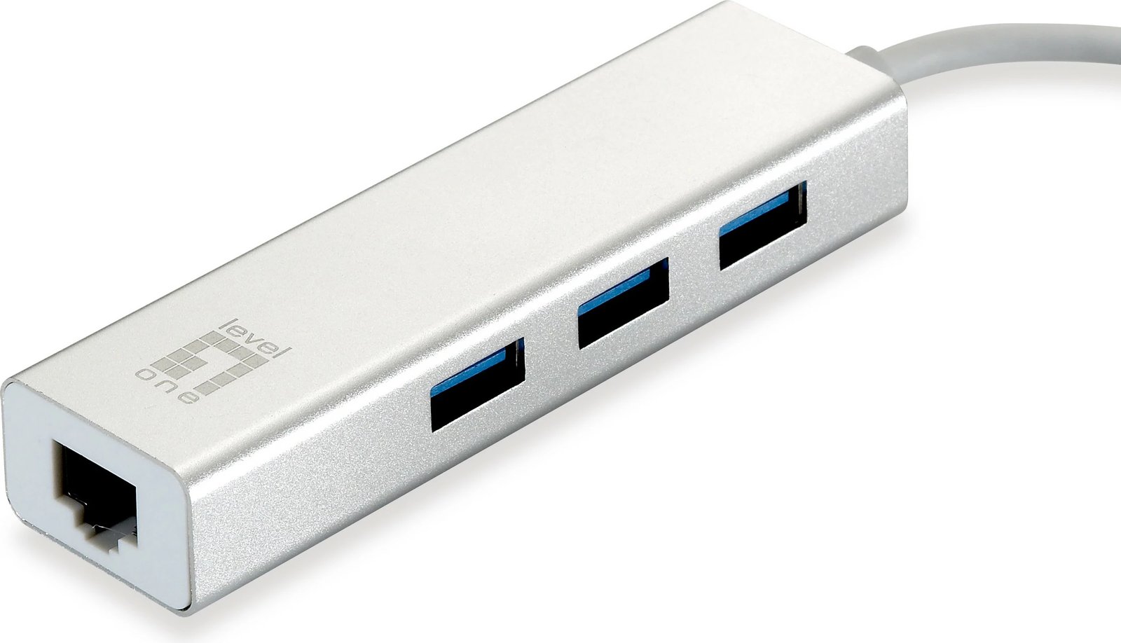 Adapter USB rrjeti LevelOne, Hub USB, Ethernet, 1000 Mbit/s, Argjendtë, Bardhë