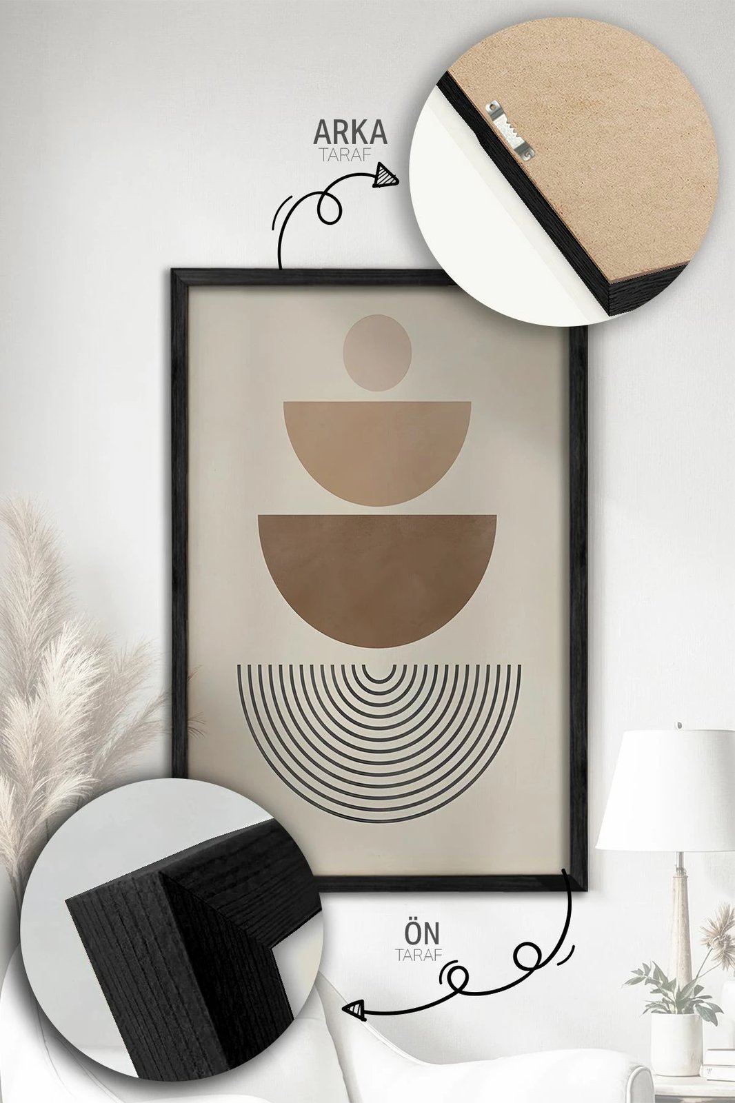 Pikturë dekorative me kornizë (3 copë), Wallity, Artvmodel38-Sıyah