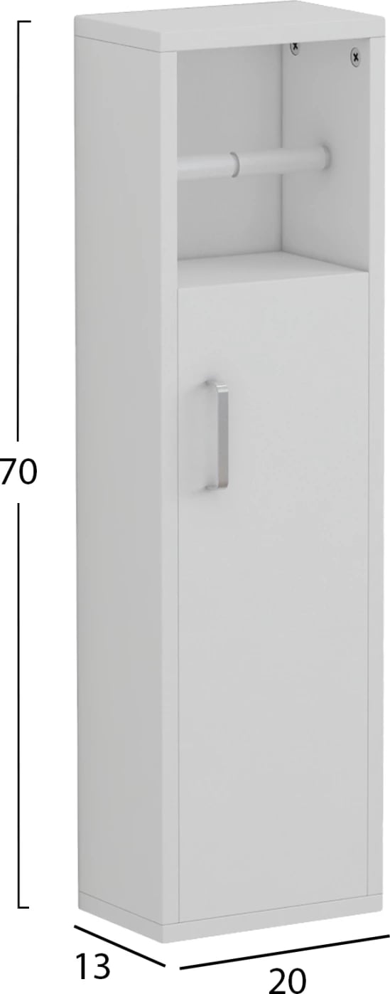 Kabinet për banjo DAMIEN FH9025.12 melaminë, ngjyrë e bardhë, 20x13x70Hcm