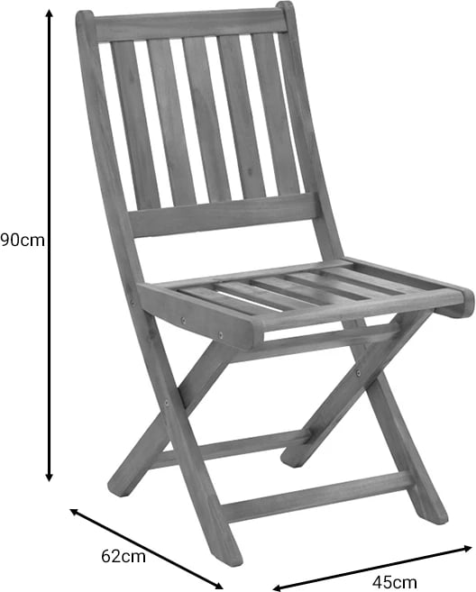 Tavolinë me karrige për terasë, set prej 3 copash, dru akacie, Elijie-Carpuva, D70x74cm