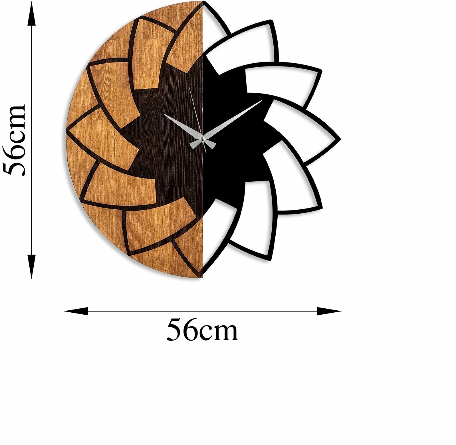 Orë muri dekorative prej druri, ngjyrë arre dhe e zezë, Wallity, 56cm