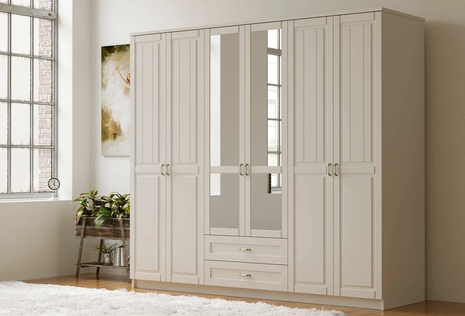 Dollap i madh për rroba, ngjyrë e bardhë mat, Skye Decor, RB-122