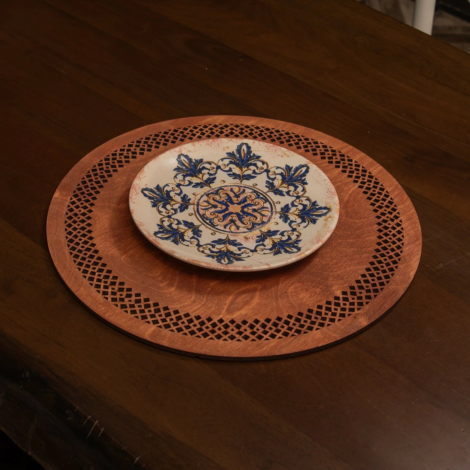 Set nënshtrues tavoline prej druri, 4 copë, Hermia, Selçuk - ngjyrë trëndafili